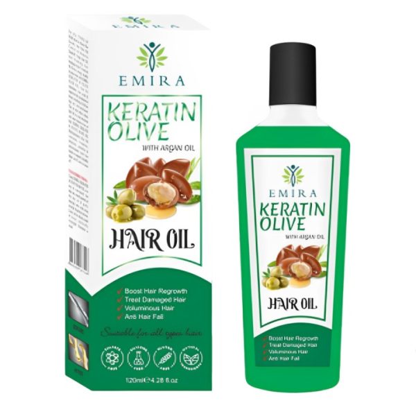 Pack Of 3 – Emira Keratin Olive With Argan Hair Oil | Red Onion With Black Seed Hair Oil | Rice + Collagen With Minerals Hair Oil – 120ml