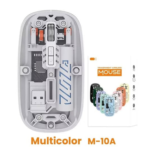 M-10a transparent Wireless + Bluetooth Dual Mode Rechargeable Mouse | Wireless Transparent Computer Mouse